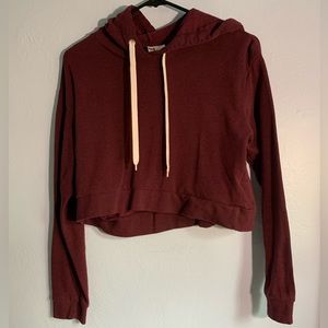 NWOT Cropped Burgundy Sweatshirt Hoodie